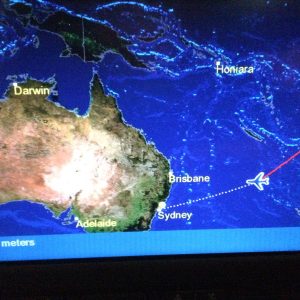 In-flight map: flying in to Sydney