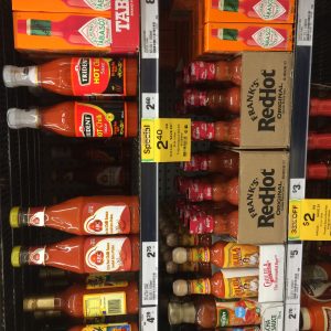 Hot sauces at the supermarket 